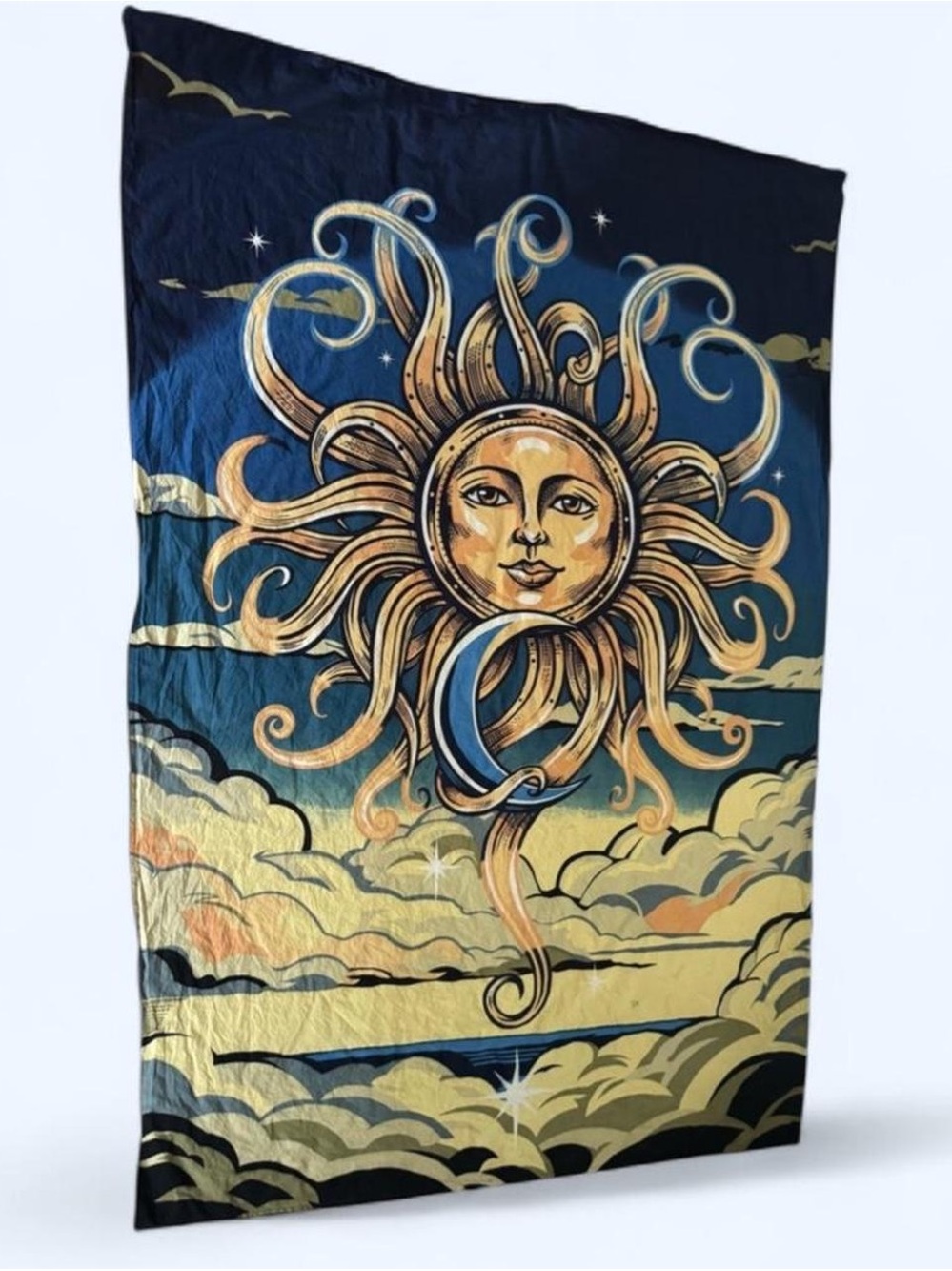 Sun & Moon Tapestry Wall Hanging - Gold and Navy